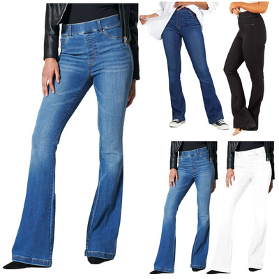 Jeans de damă Blugi la modă Blugi elastici evazați Pantaloni de denim cu tragere Blugi cu talie înaltă