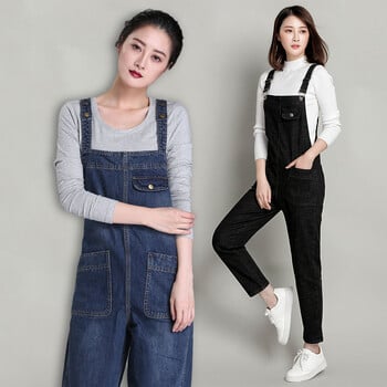 S-8XL Loose Size Jumpsuit Γυναικεία τζιν Rompers Νέα ρετρό τζιν φόρμες μεγάλης τσέπης Casual Fashion Μεγάλο μέγεθος Τζιν Τζιν παντελόνι