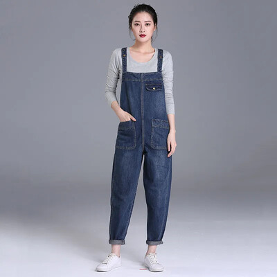 S-8XL Lahtises suuruses Jumpsuit naiste teksapüksid Uued retro suured taskuga teksakombinesoonid vabaaja mood Suures suuruses teksapüksid teksapüksid