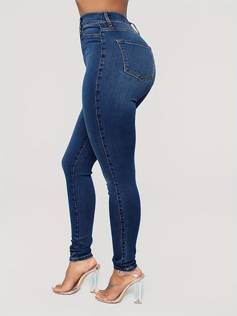 Blugi skinny simpli cu talie înaltă, cu talie înaltă, slim cu buzunare tăiate, pantaloni casual din denim, blugi și îmbrăcăminte pentru femei