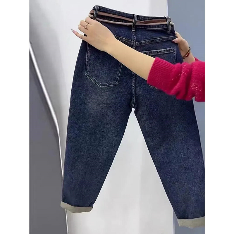 2024. Proljeće Jesen Nove udobne ženske traperice s visokim strukom Labave rastezljive Haren traper hlače Ženske temperamentne traper hlače