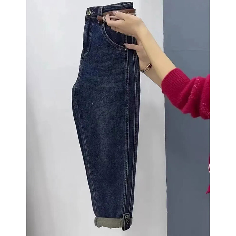 2024. Proljeće Jesen Nove udobne ženske traperice s visokim strukom Labave rastezljive Haren traper hlače Ženske temperamentne traper hlače