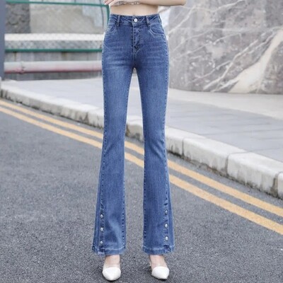 Nove traperice Ženske traper hlače Ženske traperice visokog struka Ženske rastezljive mikro široke hlače za ženske hlače