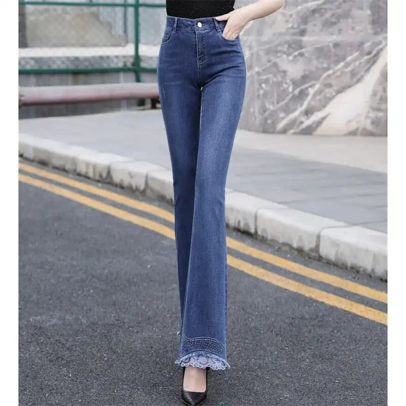 Nove traperice Ženske traper hlače Ženske traperice visokog struka Ženske rastezljive mikro široke hlače za ženske hlače