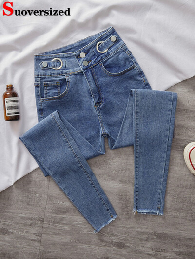 Blugi creion șic coreeni cu talie înaltă femei Skinny Streetwear Pantaloni elastici din denim de primăvară toamnă slim vintage casual Kot Pantolon Nou