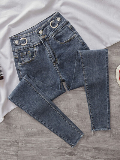 Korean Chic Pencil Jeans visokog struka Ženske uske ulične rastezljive traper hlače Proljeće Jesen Tanke Vintage Ležerne Kot Pantolon Novo