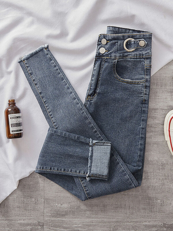 Korean Chic Pencil Jeans visokog struka Ženske uske ulične rastezljive traper hlače Proljeće Jesen Tanke Vintage Ležerne Kot Pantolon Novo