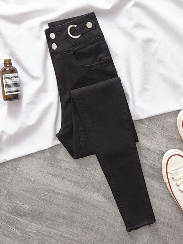 Korean Chic Pencil Jeans visokog struka Ženske uske ulične rastezljive traper hlače Proljeće Jesen Tanke Vintage Ležerne Kot Pantolon Novo