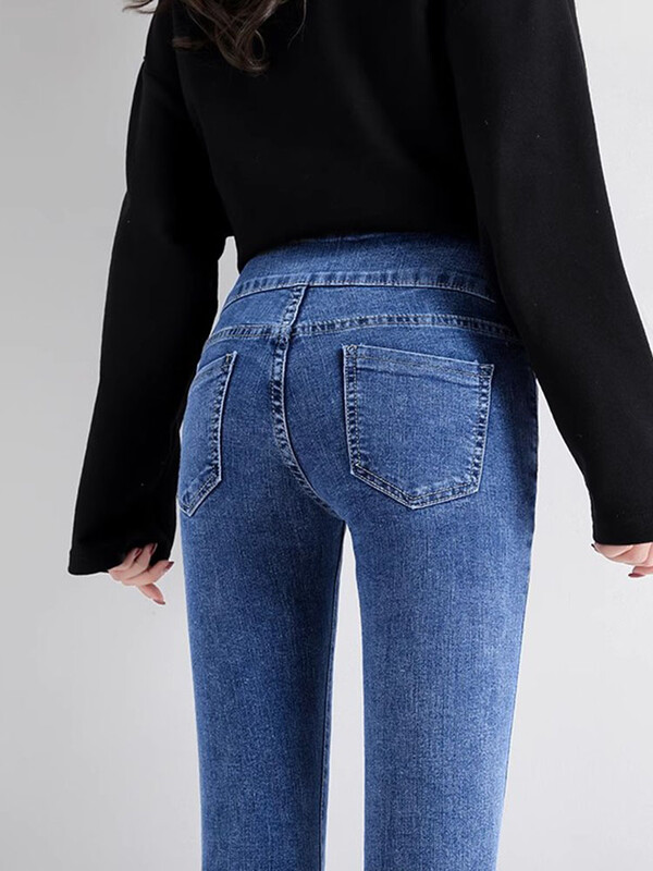 Korean Chic Pencil Jeans visokog struka Ženske uske ulične rastezljive traper hlače Proljeće Jesen Tanke Vintage Ležerne Kot Pantolon Novo