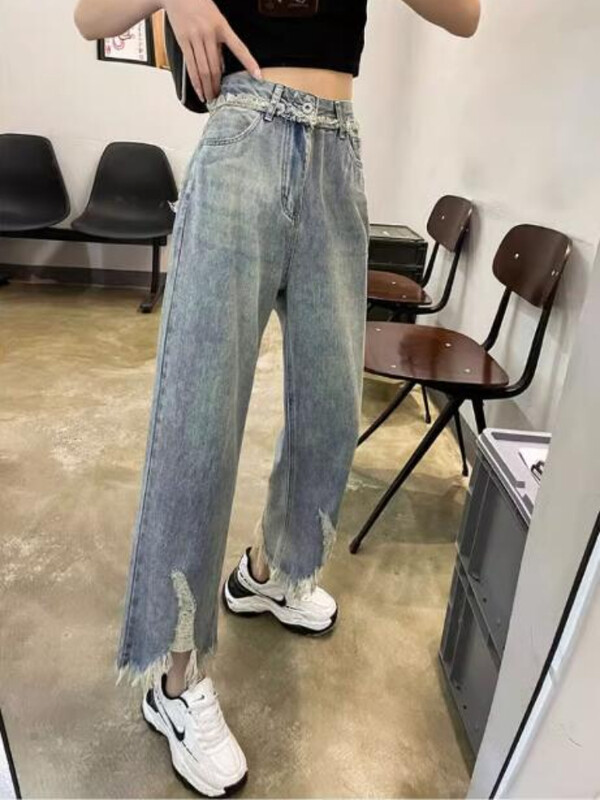 S-5xl traper traperice Ženske vintage s kićankama Udobne hlače u europskom stilu za sve vrste, modne ulične hlače za učenice, prozračne