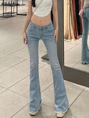 Madala vöökohaga Y2k teksad Naiste kõhnad seksikad tänavarõivad šikk mood suvine vintage, kuumad daamid Ulzzangi lihtsad lainelised teksapüksid