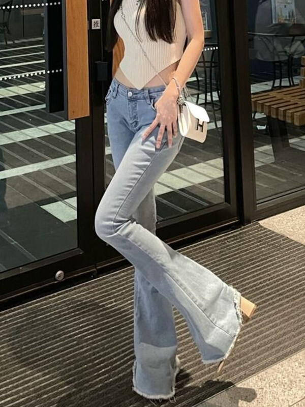 Madala vöökohaga Y2k teksad Naiste kõhnad seksikad tänavarõivad šikk mood suvine vintage, kuumad daamid Ulzzangi lihtsad lainelised teksapüksid