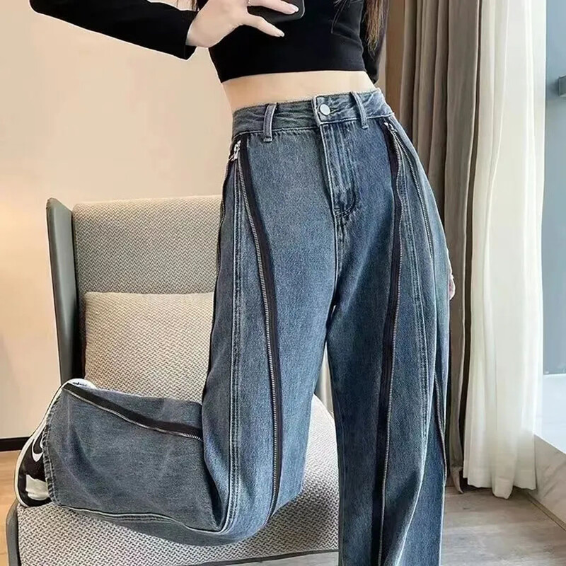 Moodsad vabad teksad naistele, kevadsügis 2023, uued vabaaja kõrge vöökohaga laia säärega püksid, vanad teksapüksid, kottis püksid