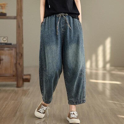 Ženske ležerne Boyfriend traperice Novi dolazak 2024. Vintage stil Streetwear Basics Široke ženske traper harem hlače visokog struka B3826