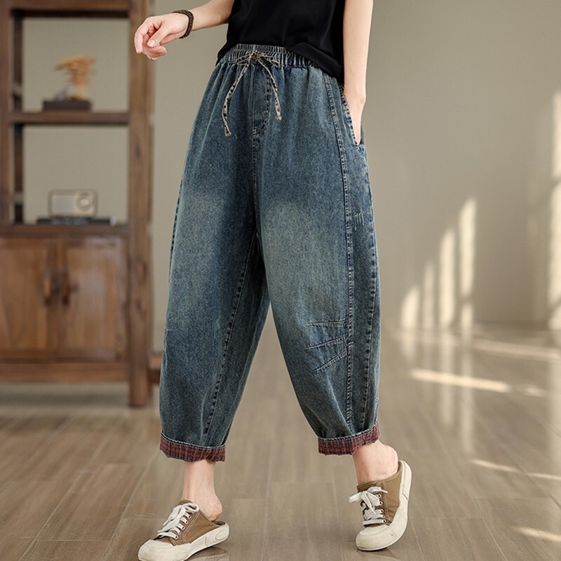 Ženske ležerne Boyfriend traperice Novi dolazak 2024. Vintage stil Streetwear Basics Široke ženske traper harem hlače visokog struka B3826