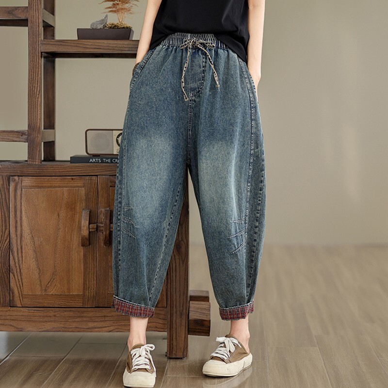 Ženske ležerne Boyfriend traperice Novi dolazak 2024. Vintage stil Streetwear Basics Široke ženske traper harem hlače visokog struka B3826