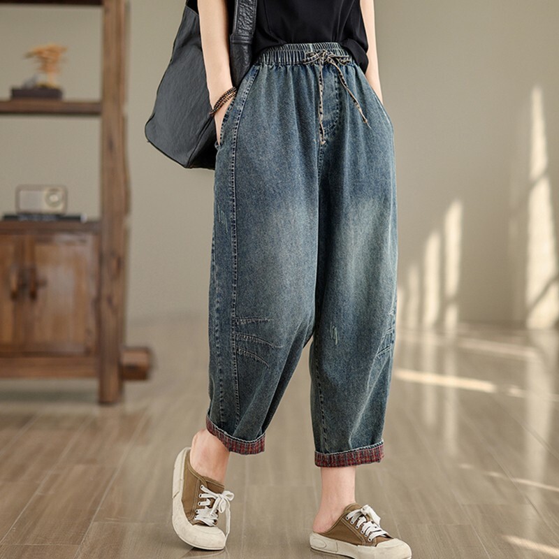 Ženske ležerne Boyfriend traperice Novi dolazak 2024. Vintage stil Streetwear Basics Široke ženske traper harem hlače visokog struka B3826