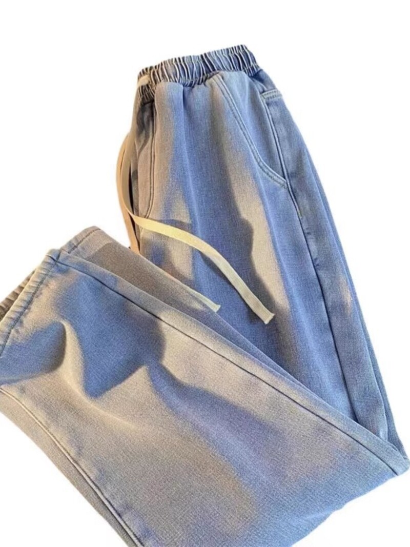 Τζιν Γυναικείο Φθινόπωρο/Χειμώνα Νέο ψηλόμεσο ίσιο σωλήνα Μασίφ τζιν παντελόνι ελαστική μέση Μεγάλη φαρδιά φοιτητική φαρδιά παντελόνα