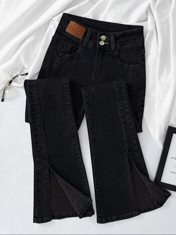 Skinny Hight Waist Split Flare Jeans Κορεατικά streetwear Casual Stretch Denim Παντελόνι Γυναικείο Oversize 4xl Μήκος Αστραγάλου Kot Pantolon