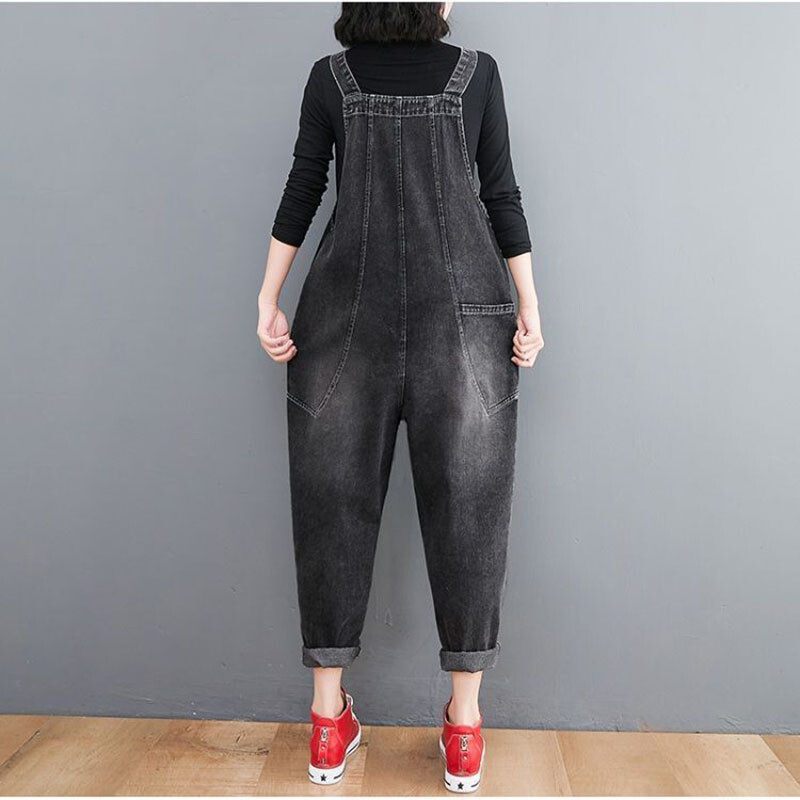 Vintage Ground White Denim Kombinezoni Ženske Proljeće Jesen Plus Veličine Opuštene Široke Hlače Hlače Visokog Struka Ženske Kaubojske Hlače Trend