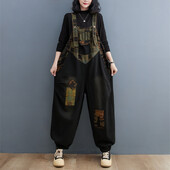 2024 vara coreeană nou design salopetă femei imprimeu denim salopete dama vintage blugi supradimensionați fată stil punk pantaloni femei