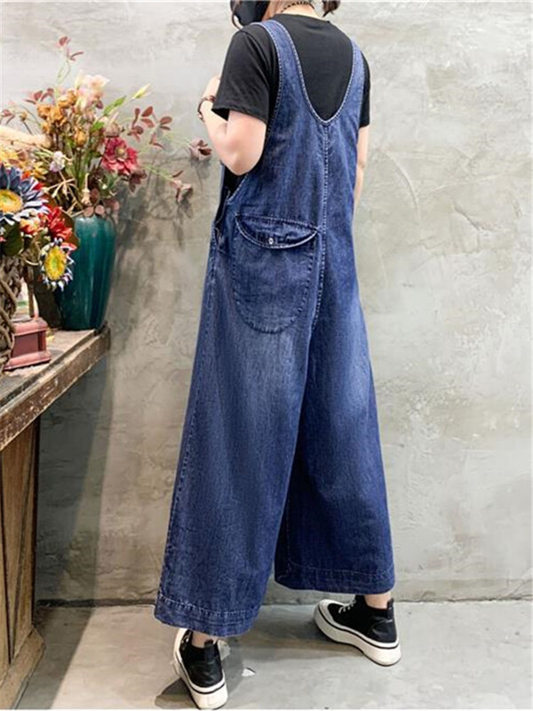 Vintage traper kombinezoni Ženske hlače u korejskom stilu 2024. Široki kombinezoni širokih nogavica Tide Casual Raznolika ženska odjeća Jean RomperVi