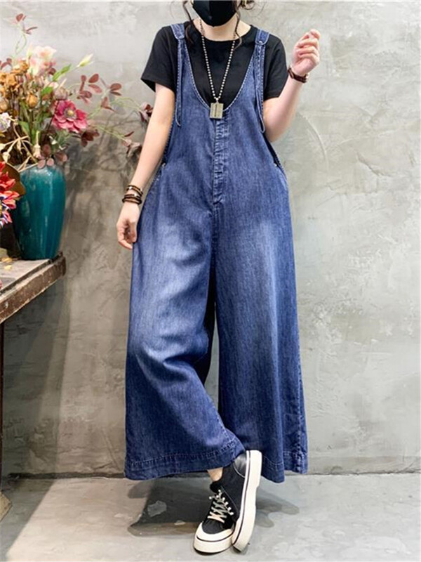 Vintage traper kombinezoni Ženske hlače u korejskom stilu 2024. Široki kombinezoni širokih nogavica Tide Casual Raznolika ženska odjeća Jean RomperVi