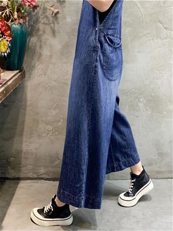 Vintage traper kombinezoni Ženske hlače u korejskom stilu 2024. Široki kombinezoni širokih nogavica Tide Casual Raznolika ženska odjeća Jean RomperVi