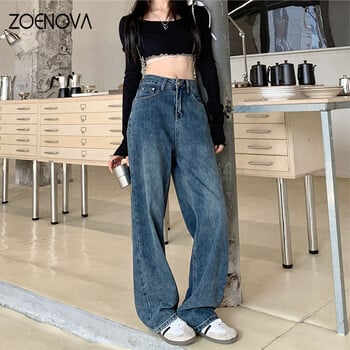 ZOENOVA American Fashion Hot Girl Loose Φαρδύ Παντελόνι Καλοκαιρινό Νέο Ρετρό Casual Ευέλικτο γυναικείο τζιν ψηλόμεσο Y2K