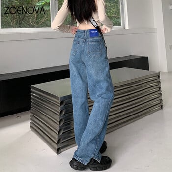 ZOENOVA American Retro Street Y2K Slit Wide Leg Jeans Άνοιξη Καλοκαίρι Νέο Χαλαρό Ψηλόμεσο ίσιο All Match Μήκος στο πάτωμα Τζιν