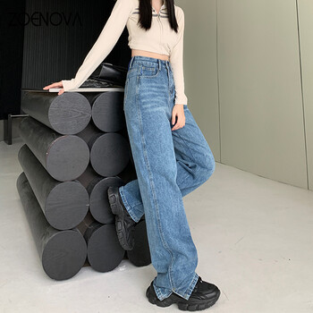 ZOENOVA American Retro Street Y2K Slit Wide Leg Jeans Άνοιξη Καλοκαίρι Νέο Χαλαρό Ψηλόμεσο ίσιο All Match Μήκος στο πάτωμα Τζιν