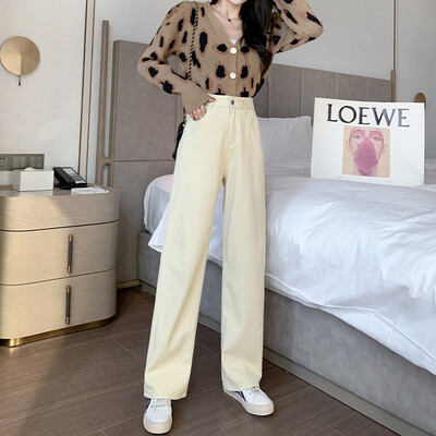 Jielur New Slim Casual Street Straight Ženske traperice Jesen Jednostavne Basic Chicly Jeans Ženske plave modne hlače visokog struka Ženske