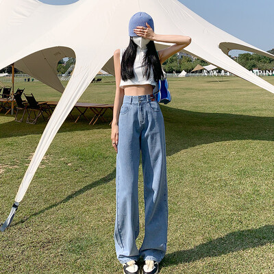 ZOENOVA Vintage 90-ih široke ravne traper hlače Ženske Y2K široke traperice visokog struka Ženske ulične ležerne hlače Novo