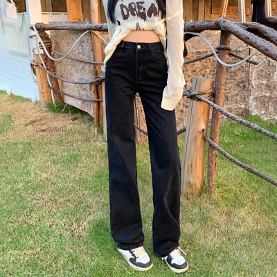 ZOENOVA Harajuku ulične modne ženske traperice Jednostavne široke hlače pune dužine 2024. Proljetne retro ravne hlače visokog struka