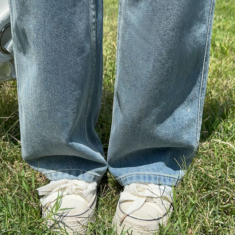 Vabaaja brändi naiste teksad lahtised sirged kõrge venitusega naiste püksid, moodsed nelja hooaja teksapüksid sinine värv
