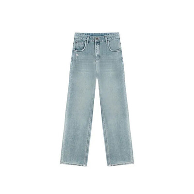 Proljeće 2024. Nove traperice za žene široke hlače s rupama i traperice visokog struka široke ravne hlače