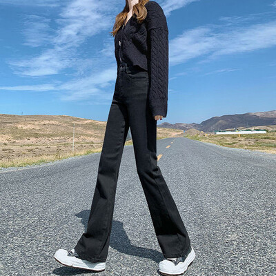 Ženske traperice visokog struka za mršavljenje, male veličine, rastezljive hlače do poda, traper tkanina