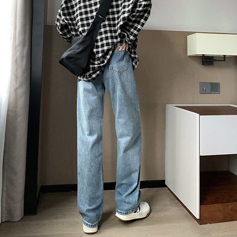 Blugi de damă cu talie înaltă, cu picioare largi, de vară, subțiri, vintage, cu picioare drepte, blugi la modă pentru curățarea podelei