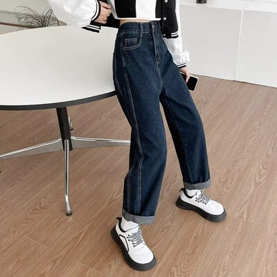 Ranojesenske ranojesenske traperice traperica s ravnim nogavicama visokog struka za mršavljenje, široke ženske hlače u američkom stilu.