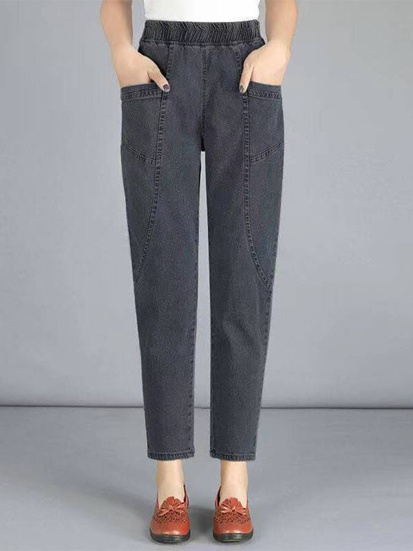 Дълги до глезена Mom Harem Vaqueros Висока еластична талия Korea new Casual Pencil Jeans Modern Fashion Women Streetwear Denim панталони