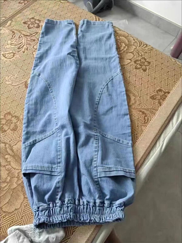 Дълги до глезена Mom Harem Vaqueros Висока еластична талия Korea new Casual Pencil Jeans Modern Fashion Women Streetwear Denim панталони