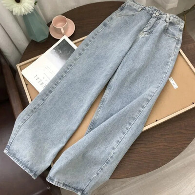 Blugi drepte cu talie înaltă Pantaloni de slăbire de damă cu talie înaltă Pantaloni lungi vintage în stil coreean