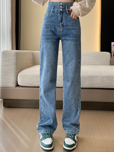 Pantaloni de femeie cu talie înaltă, vintage, cu picioare largi