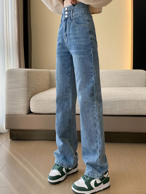 Pantaloni de femeie cu talie înaltă, vintage, cu picioare largi