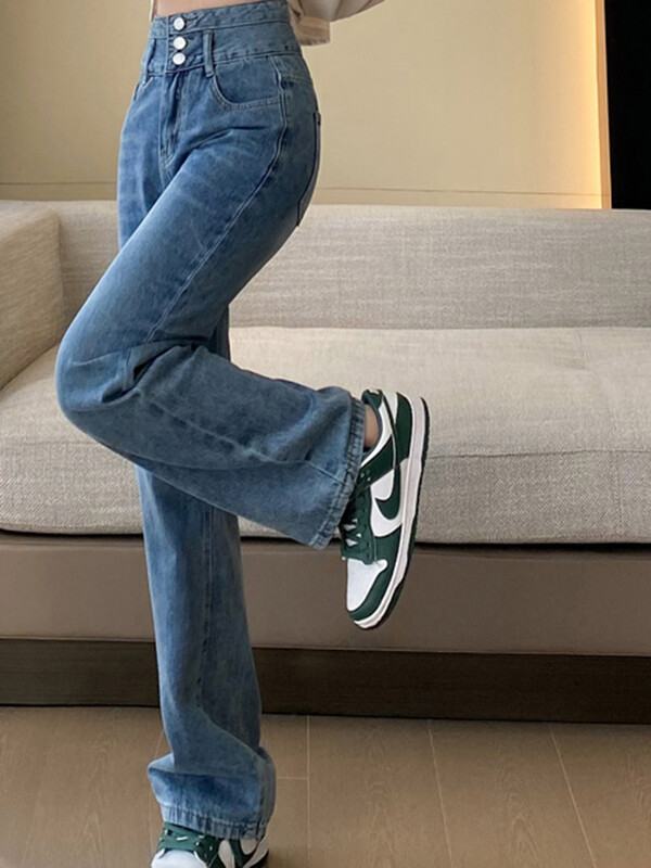 Pantaloni de femeie cu talie înaltă, vintage, cu picioare largi