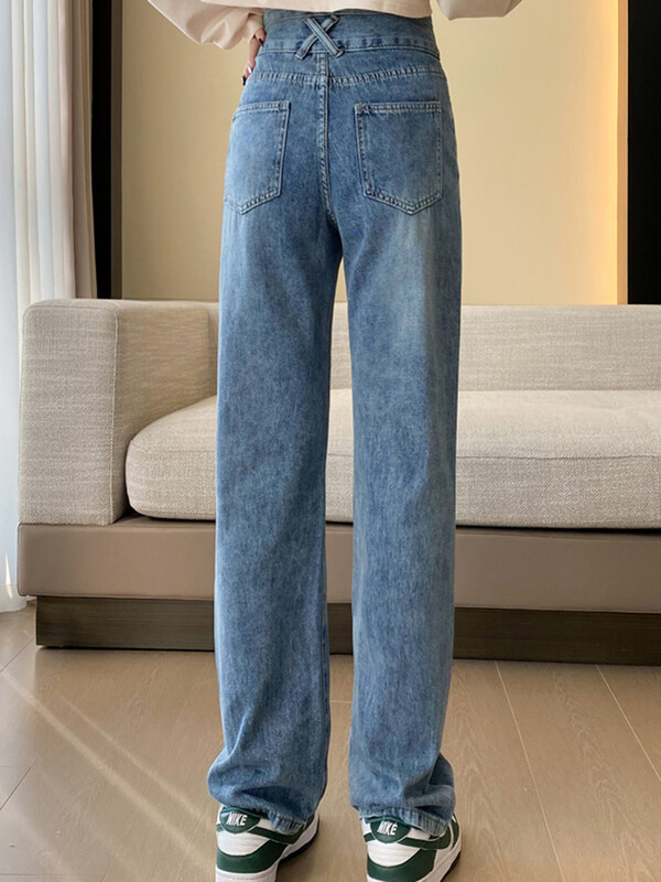 Pantaloni de femeie cu talie înaltă, vintage, cu picioare largi