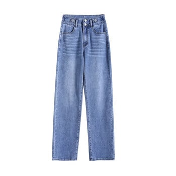 ZOENOVA Elastic Jeans Γυναικεία μακρυά Κορεάτικη μόδα τζιν παντελόνι Vintage ψηλόμεσο Φθινοπωρινό φαρδύ Street Casual Jean 3 χρώμα