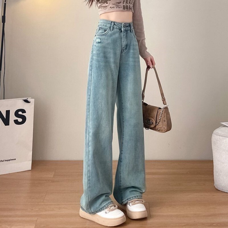 Nove traper traperice za žene široke nogavice s rupama i traperice visokog struka široke ravne hlače za žene Dropship