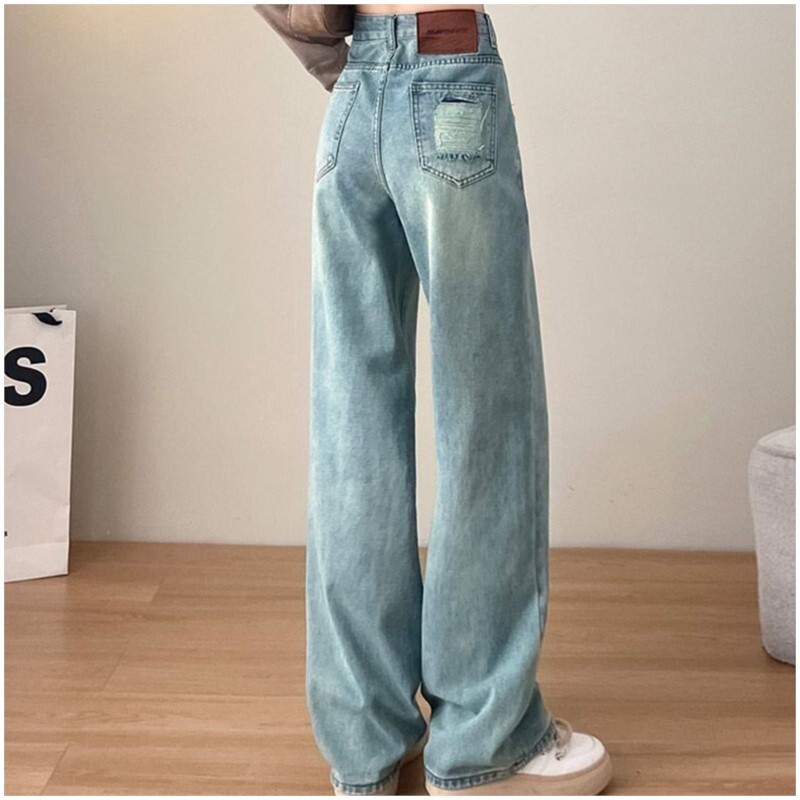 Nove traper traperice za žene široke nogavice s rupama i traperice visokog struka široke ravne hlače za žene Dropship