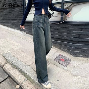 ZOENOVA Άνοιξη New Maillard Γυναικεία τζιν Fashion Girl Street Y2K Παντελόνι με φαρδύ πόδι Casual ρετρό φαρδύ παντελόνι για σφουγγάρισμα δαπέδου